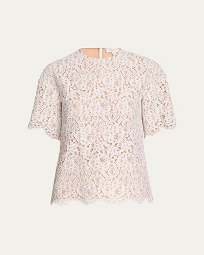 Michael Kors Lace Oversized Crewneck T-shirt In Optic Whit