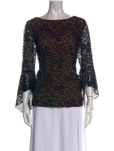 Pre-owned Michael Kors Lace Pattern Bateau Neckline Blouse W/ Tags In Green
