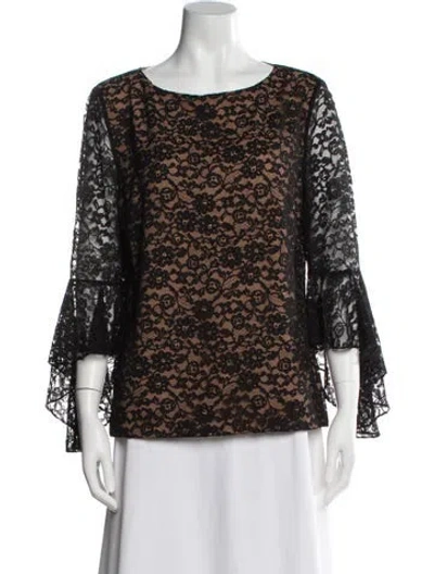 Pre-owned Michael Kors Lace Pattern Crew Neck Blouse In Brown