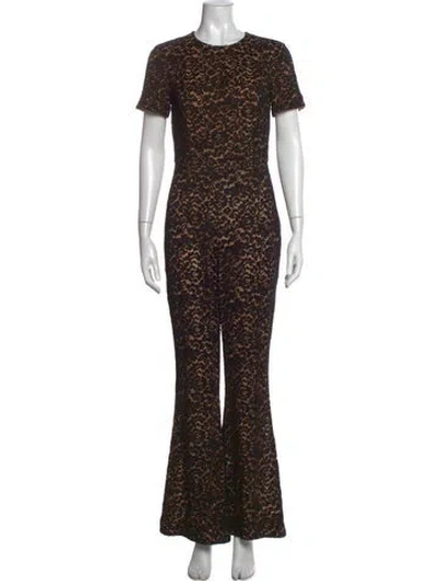 Pre-owned Michael Kors Lace Pattern Crew Neck Jumpsuit In Black
