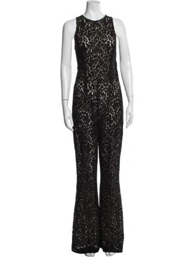 Pre-owned Michael Kors Lace Pattern Crew Neck Jumpsuit In Black