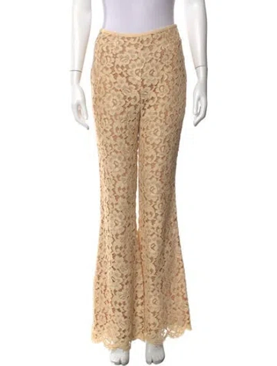 Pre-owned Michael Kors Lace Pattern Flared Pants W/ Tags In Neutrals/white