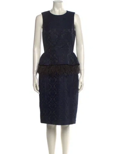 Pre-owned Michael Kors Lace Pattern Knee-length Dress In Blue
