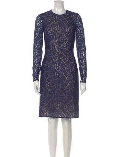 Pre-owned Michael Kors Lace Pattern Knee-length Dress In Blue