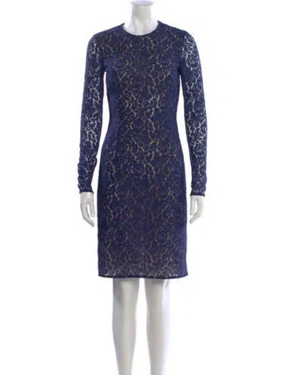 Pre-owned Michael Kors Lace Pattern Knee-length Dress In Blue