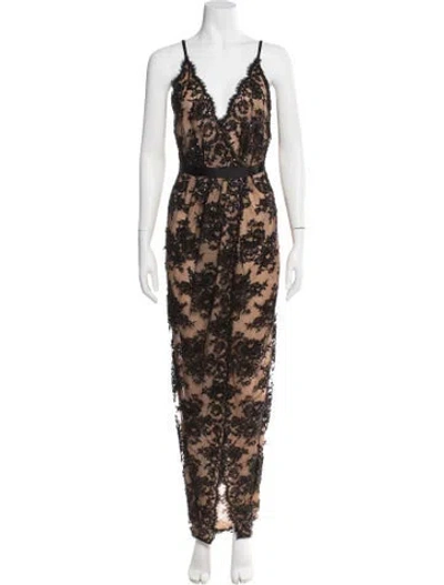 Pre-owned Michael Kors Lace Pattern Long Dress In Neutral