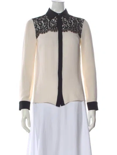 Pre-owned Michael Kors Lace Pattern Long Sleeve Blouse