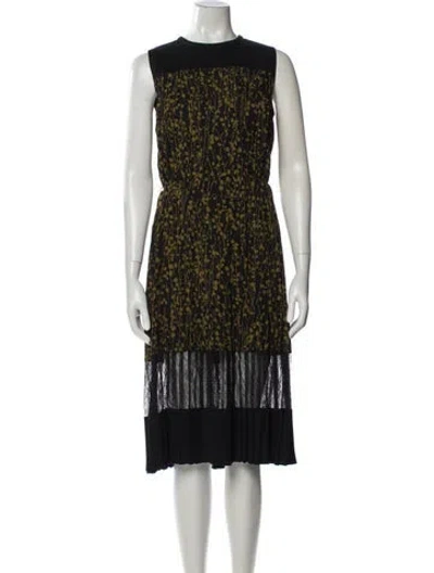 Pre-owned Michael Kors Lace Pattern Midi Length Dress In Black