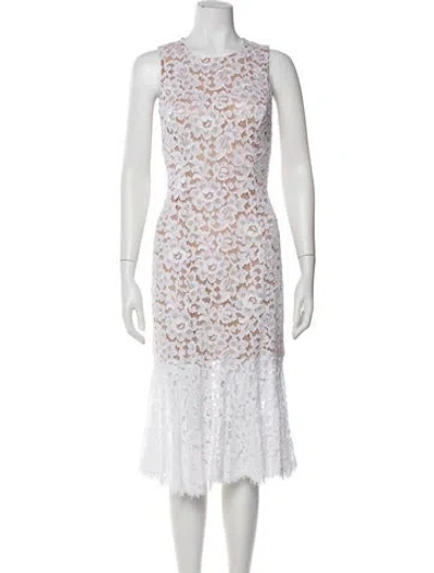 Pre-owned Michael Kors Lace Pattern Midi Length Dress In Neutral
