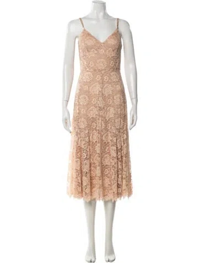 Pre-owned Michael Kors Lace Pattern Midi Length Dress W/ Tags In Neutral