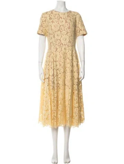 Pre-owned Michael Kors Lace Pattern Midi Length Dress W/ Tags In Yellow