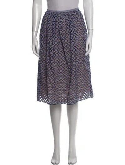 Pre-owned Michael Kors Lace Pattern Midi Length Skirt In Blue