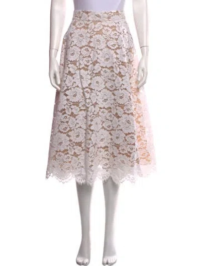 Pre-owned Michael Kors Lace Pattern Midi Length Skirt In White