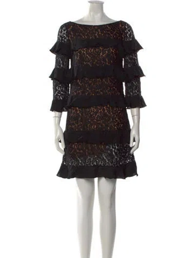 Pre-owned Michael Kors Lace Pattern Mini Dress In Black
