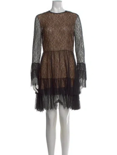 Pre-owned Michael Kors Lace Pattern Mini Dress In Black
