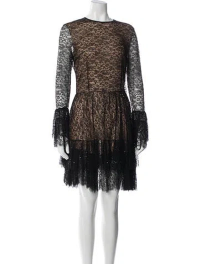 Pre-owned Michael Kors Lace Pattern Mini Dress In Black