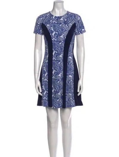 Pre-owned Michael Kors Lace Pattern Mini Dress In Blue