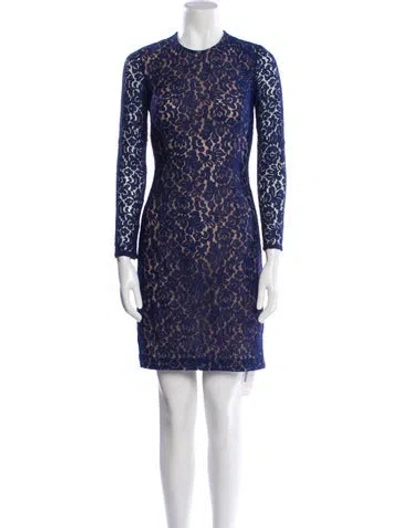 Pre-owned Michael Kors Lace Pattern Mini Dress In Blue