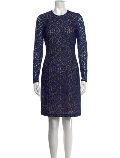 Pre-owned Michael Kors Lace Pattern Mini Dress In Blue