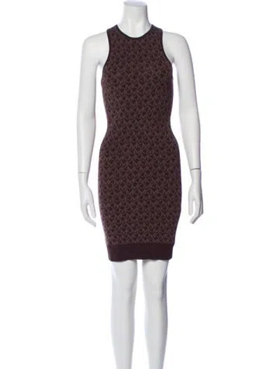 Pre-owned Michael Kors Lace Pattern Mini Dress In Brown