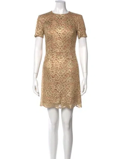 Pre-owned Michael Kors Lace Pattern Mini Dress In Neutral
