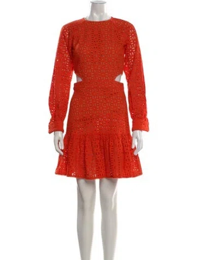 Pre-owned Michael Kors Lace Pattern Mini Dress In Orange