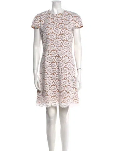 Pre-owned Michael Kors Lace Pattern Mini Dress In White