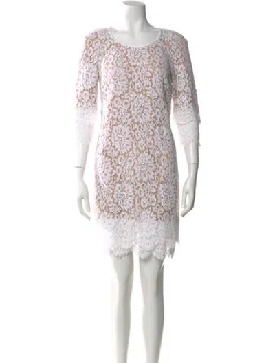 Pre-owned Michael Kors Lace Pattern Mini Dress In White