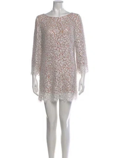 Pre-owned Michael Kors Lace Pattern Mini Dress In White