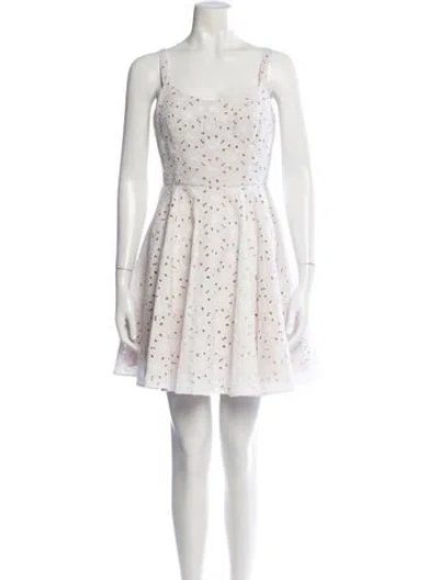 Pre-owned Michael Kors Lace Pattern Mini Dress In White