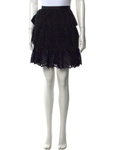 Pre-owned Michael Kors Lace Pattern Mini Skirt In Black