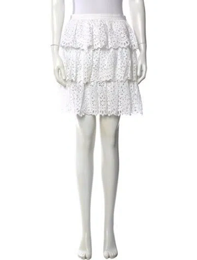 Pre-owned Michael Kors Lace Pattern Mini Skirt In White