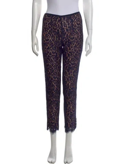 Pre-owned Michael Kors Lace Pattern Straight Leg Pants In Blue