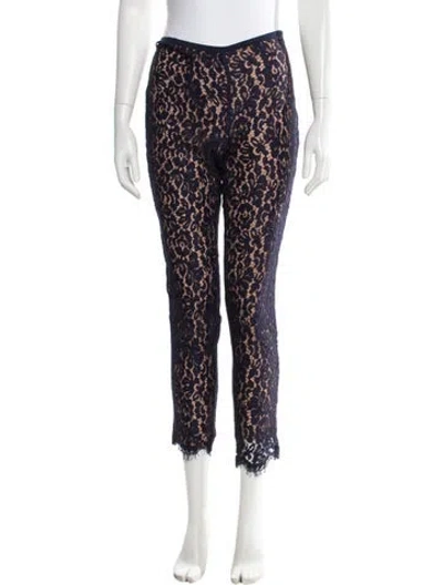 Pre-owned Michael Kors Lace Pattern Straight Leg Pants In Blue