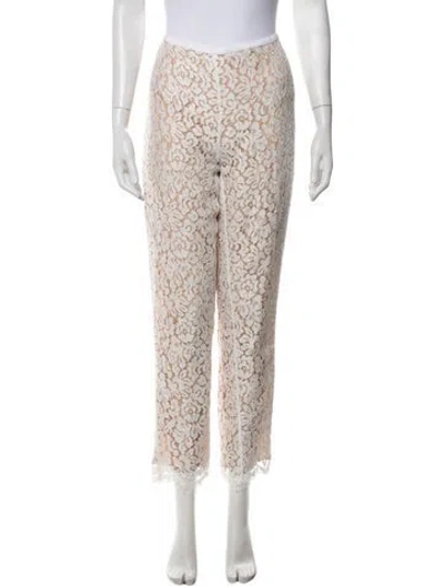 Pre-owned Michael Kors Lace Pattern Straight Leg Pants In Neutrals/white
