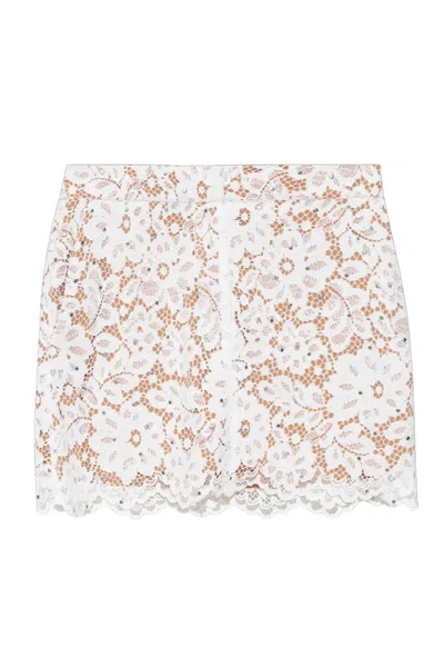 MICHAEL KORS MICHAEL KORS LACE-PATTERNED SCALLOPED HEM WHITE SKIRT