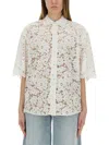 Michael Kors White Beaded Shirt With All-over Floral Embroidery In Tech Fabric Woman In White