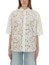 Michael Kors White Beaded Shirt With All-over Floral Embroidery In Tech Fabric Woman In White