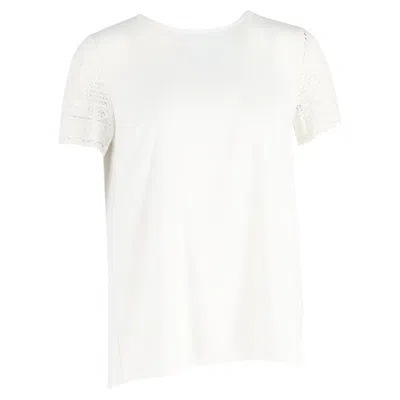 Michael Kors Lace Short Sleeve Crewneck T-shirt In White Cotton