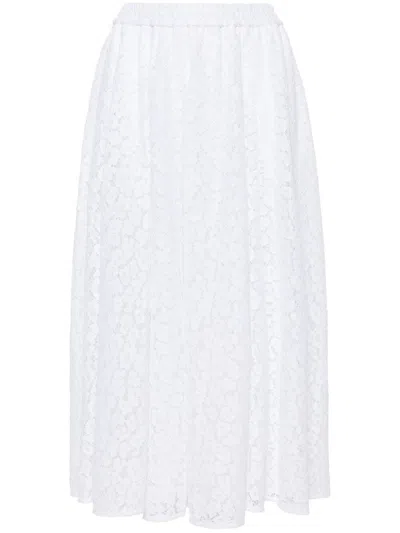 Michael Kors Leopard Corded Lace Midi Skirt In White