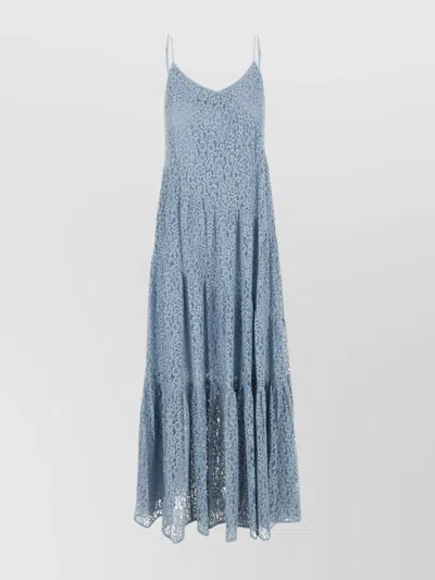 Michael Kors Lace Slip Dress Spaghetti Straps In Blue