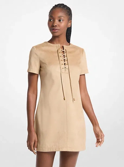Michael Kors Lace-up Mini Dress In Brown