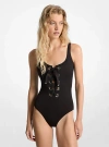 Michael Kors Michael  Lace-up One-piece Swimsuit In Black