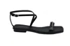 Michael Kors Lena Flat Leather Sandal Black Color In Black