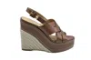 Michael Kors Laced Wedge Shoes With Woven Jute Base In Brown