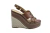 Michael Kors Laced Wedge Shoes With Woven Jute Base In Brown