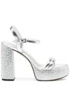 Michael Kors Laci 110mm Metallic Platform Sandals In Silver