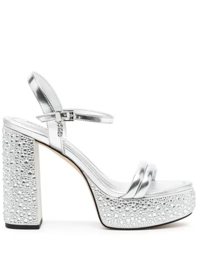 Michael Kors Laci 110mm Metallic Platform Sandals In Silver