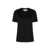 Michael Kors Ladies Black Logo Embroidered Organic Cotton T-shirt In Black
