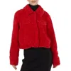 Michael Kors Ladies Faux Sherpa Trucker Jacket In Red In Red